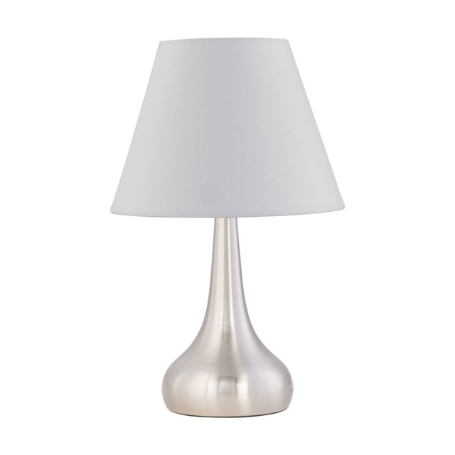 Romana - Brushed Chrome Touch Operated Table Lamp with Ivory Shade Chrome White Medium 1