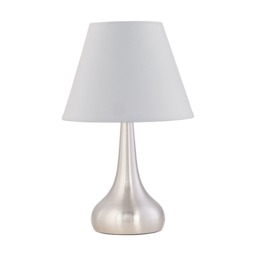 Romana - Brushed Chrome Touch Operated Table Lamp with Ivory Shade Chrome White Medium 1