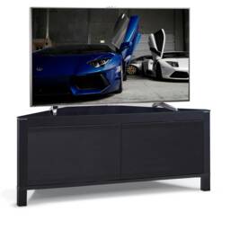 "MDA Designs VOLANS Black Tru-Corner Remote Friendly Doors LCD/Plasma/LED TV up to 42"" Corner TV Cabinet Black 1"