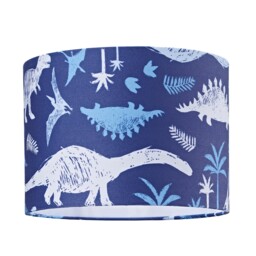 Modern and Fun Dinosaur Themed Navy Blue and White Cotton Children's Lamp Shade Blue Midnight Blue 1