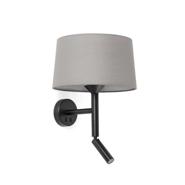 Windsor Reading Wall Light Black, Grey 1x E27