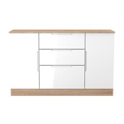 Lucca 2 Door 3 Drawer Sideboard in White Gloss & Bardolino Oak (Ready Assembled) White White Gloss & Bardolino Oak