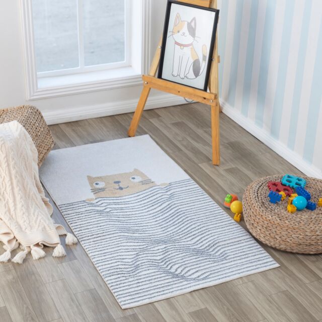 LIVABLISS Lillian-Kids Washable Rug 80 x 150 cm Beige Brown Grey Black