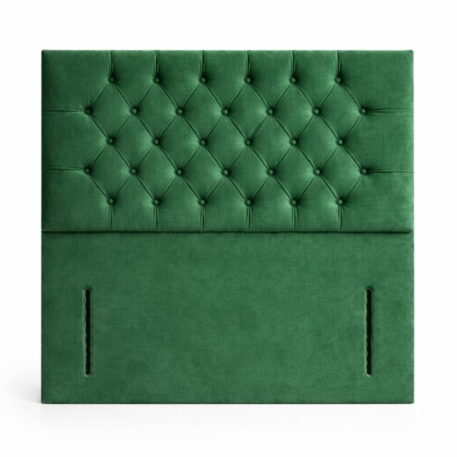 Floorstanding Headboard Green Plush Chesterfield 4FT6 Double 54inch High