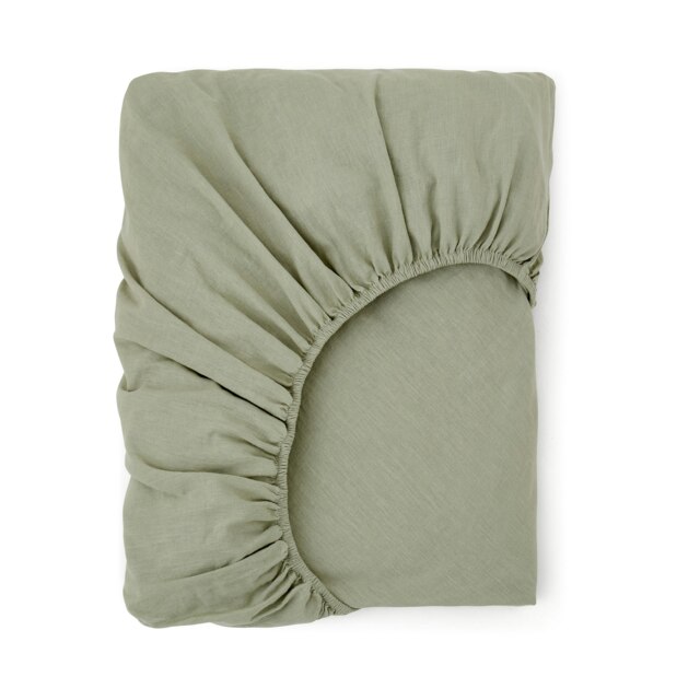 Touch Of Linen - Pistachio Green - Fitted Sheet Green Pistachio Green Single