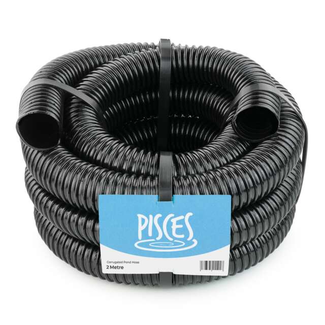 Pisces 38mm (1.5 inch) Black Pond Corrugated Flexible Hose Pipe - 2m Roll