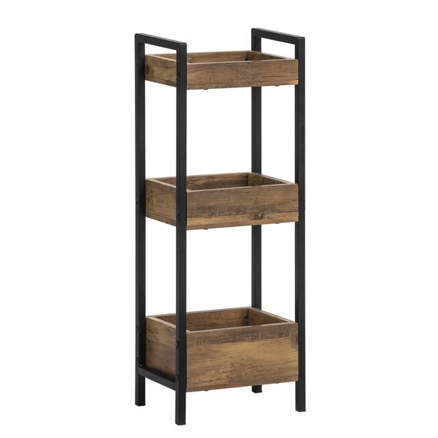 SoBuy 3-Tier Slim Bathroom Storage Cabinet, Brown & Black, 11.0x7.9x29.1 in, 4 kg - FRG226-F