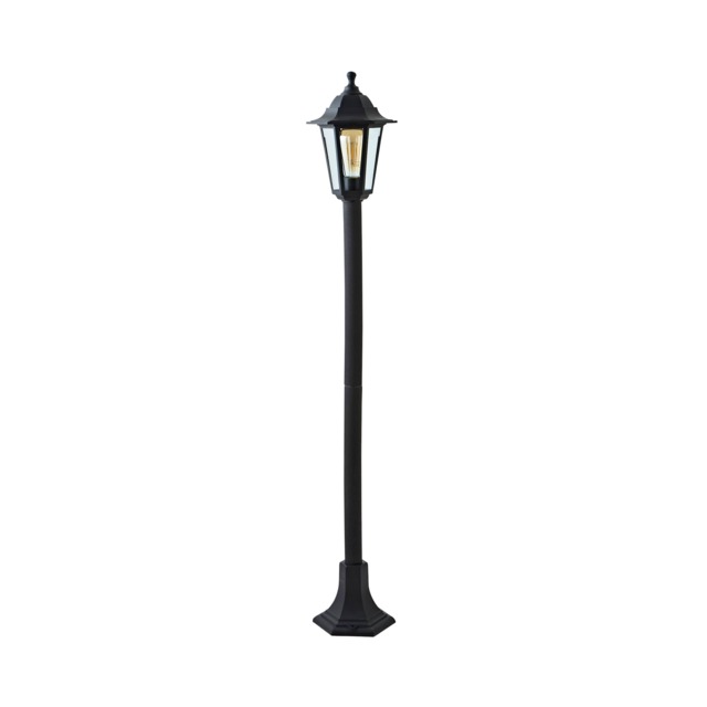 ValueLights Black IP44 Outdoor Garden Post Bollard Light Warm White Bulb Black