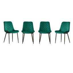 Amelia Velvet Comfort Dining Chairs - Green - Set of 4