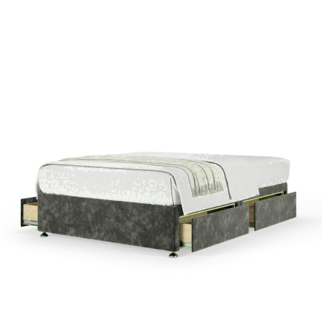 Charcoal Chenille 4 Drawer Divan Base Double