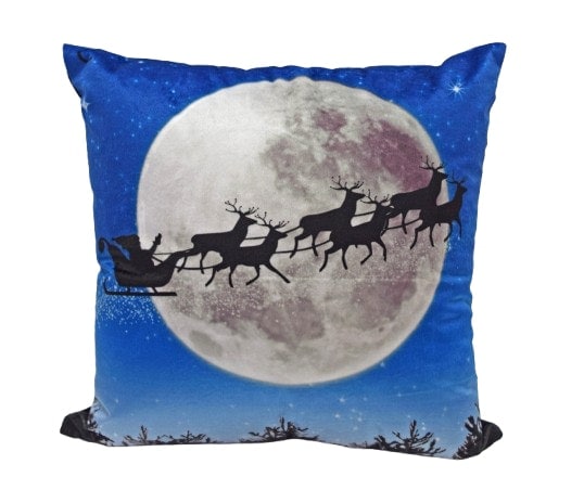 Flying Sleigh Cushion Cover with Cusion Pads (43x43 cm) Multi Multi 43 x 43 cm 1