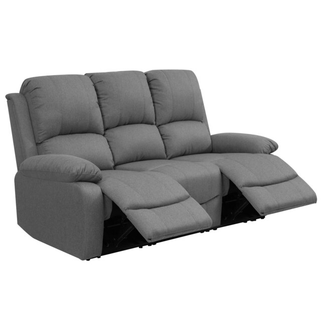 Fabric 3 Seat Reclining Sofa In Light Grey