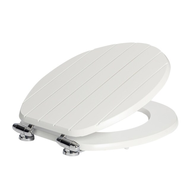 Harbour Housewares Wooden Soft Close Toilet Seat - White White White