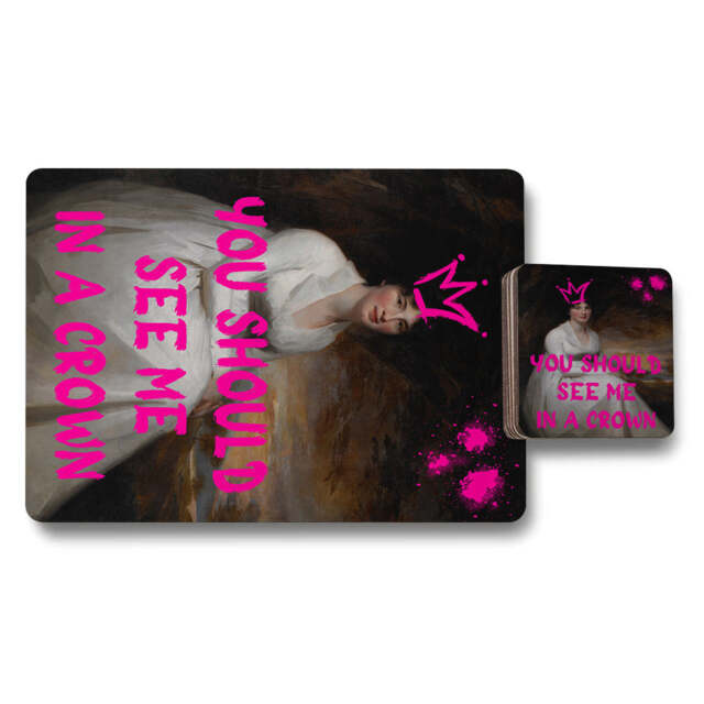 Placemat Coaster Set of 12 With Designer Artwork 11x8 Placemats Wood Bottom