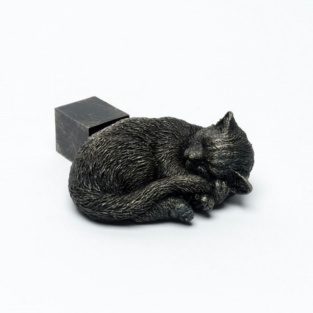 Potty Feet Bronze Sleeping Cat Curled Up Garden Décor Set of 3 Multi