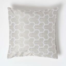 Homescapes Geometric Natural Jacquard Cushion Cover - 60 x 60 cm Cream Natural 60 x 60 cm
