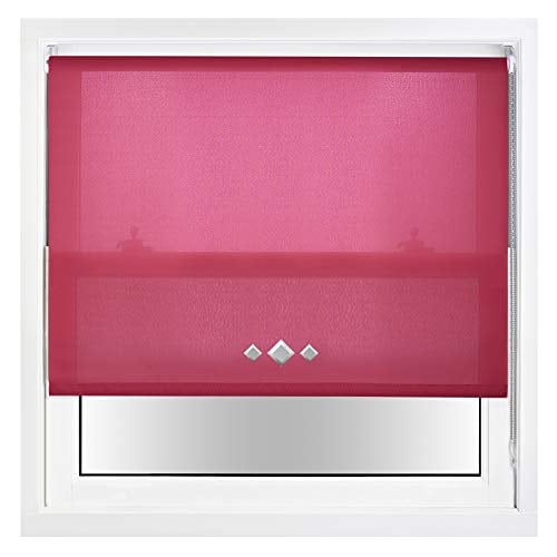 FURNISHED Daylight Trimmable Roller Blinds with Triple Diamond Eyelets and Metal Fittings Pink Fuchsia (W) 225cm x (L) 210cm