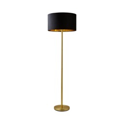 ValueLights Charlie Gold Floor Lamp Black Velvet Gold Shade and Bulb
