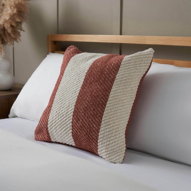 BHS Herringbone Chenille Cushion, Terracotta