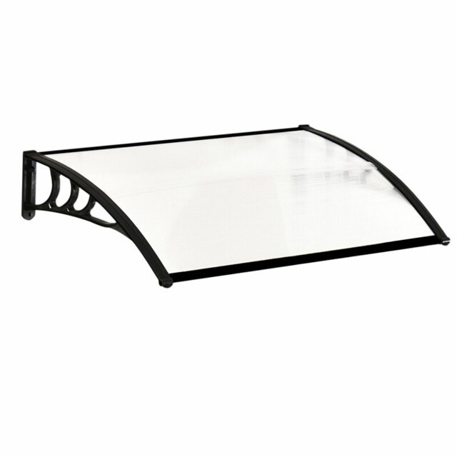 Living and Home Window Door Awning Canopy with Brackets - L120*W80*H23.8 Black