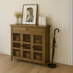 Large 4 Tier Wooden Shoe Storage Cabinet Organiser Brown Brown One Size