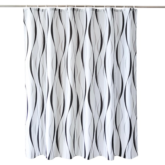 Geometric Design Polyester Shower Curtain with 12 Hooks - 180x200cm