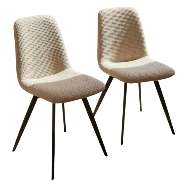 Ashford Pair of Boucle Fur Dining Chairs Kitchen Dining Room Cream Cream