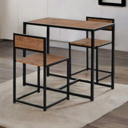 Industrial 3-Piece Dining Rustic Table Set Brown