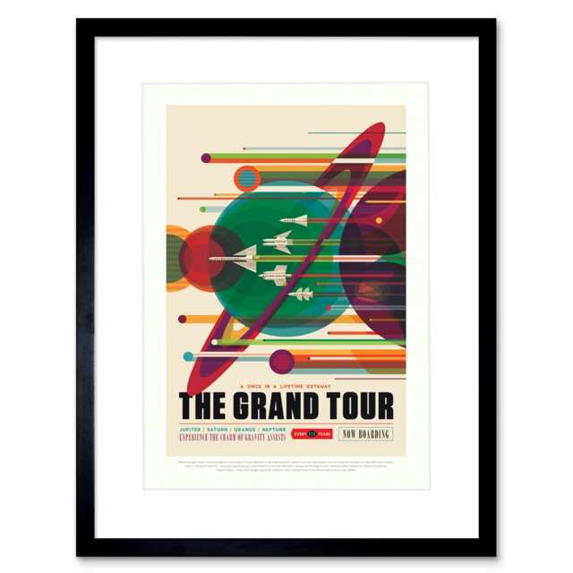 "NASA Space Travel Advert Grand Tour Artwork 12x16"" Framed Wall Art Print"