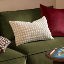 Furn Softie Grid Quilted Polyester Filled Cushion, Natural