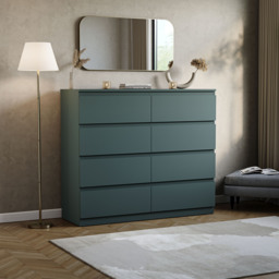 Vida Designs Denver 8 Drawer Chest of Drawers Bedroom Storage - Green