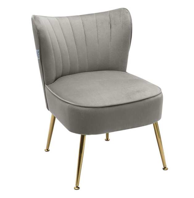 Living and Home Modern Armless Wingback Chair with Gold Legs - Grey