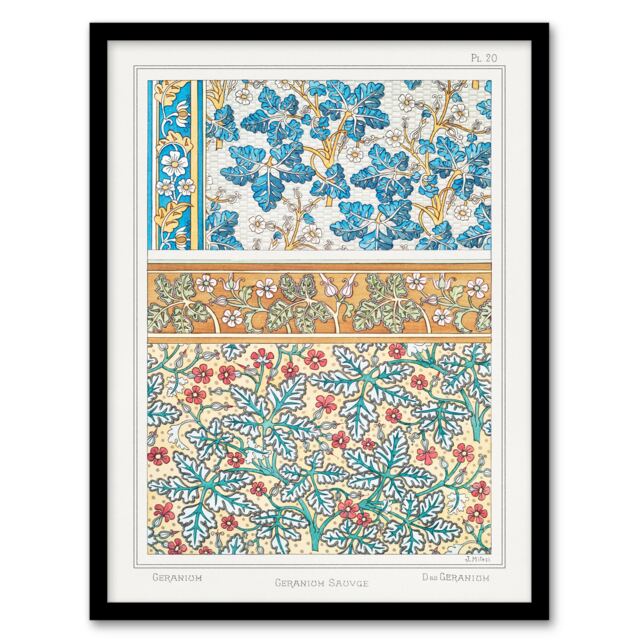 Maurice Pillard Verneuil Framed Wall Art Geranium Flower Patterns Home Décor