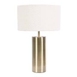 ValueLights Lexy Antique Brass Dimmable Table Lamp Cream Boucle Shade Gold