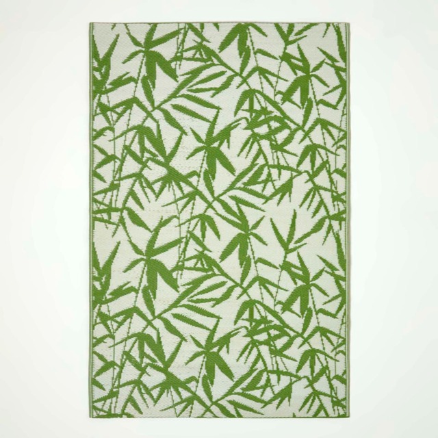 Homescapes Outdoor Rug Luxury Waterproof Reversible Recycled, For Garden, Zena Tropical Green Green and White