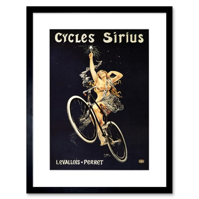 "Cycles Sirius Vintage French Bicycle Advert 9x7"" Black Framed Wall Art Print"