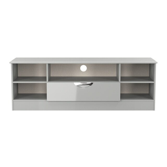 Holborn Wide 1 Drawer TV & Media Unit in Grey Gloss & Dusk Grey (Ready Assembled) Grey Grey Gloss & Dusk Grey