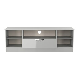 Holborn Wide 1 Drawer TV & Media Unit in Grey Gloss & Dusk Grey (Ready Assembled) Grey Grey Gloss & Dusk Grey