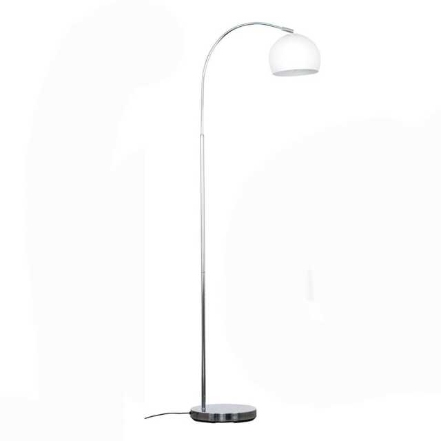 ValueLights Curva Chrome Floor Lamp White Dome Shade and Bulb
