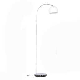 ValueLights Curva Chrome Floor Lamp White Dome Shade and Bulb