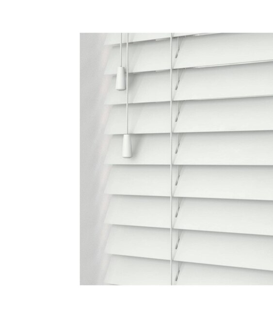 90cm Ultra White Wooden Venetian Blinds With Strings (130cm drop) White White