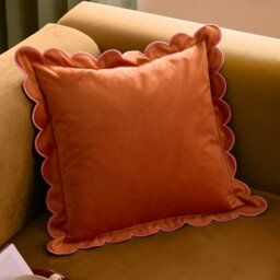 Furn Lil Scallop Velvet Cushion Multi Orange/Pink