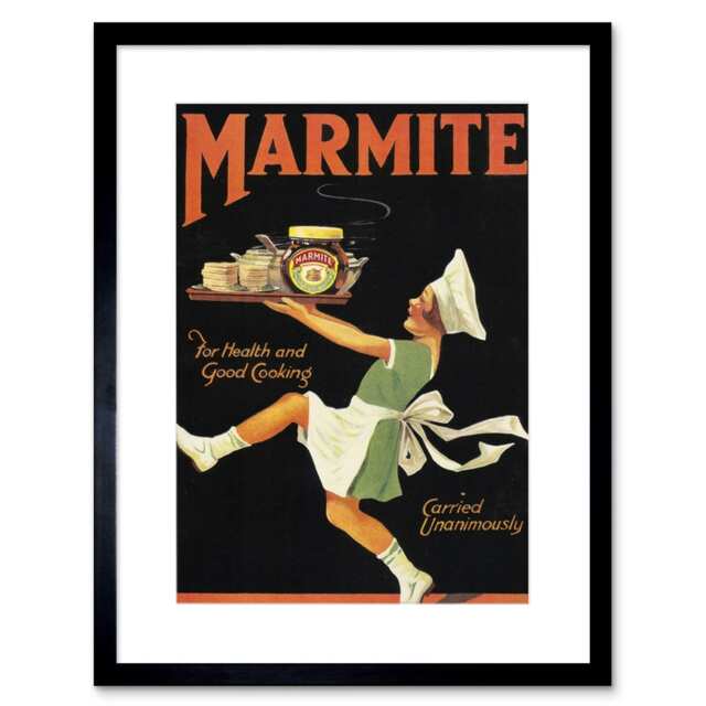 "Marmite Vintage Ad Food Health Cooking Kitchen 9x7"" Black Framed Wall Art Print"