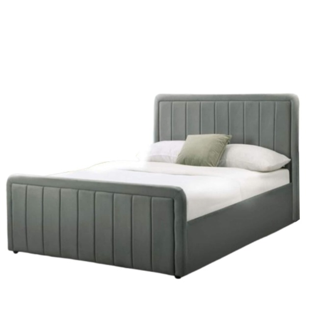 5ft Kingsize Brushed Velvet Ottoman Bed Frame In Dark Grey