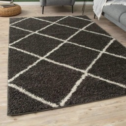 The Rugs Moroccan Collection Soft High Pile Shaggy Diamond Rugs and Runners Living Room