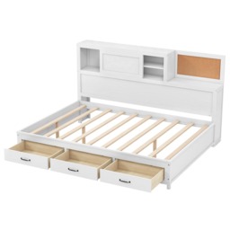COSTWAY Single/Double Daybed Frame with 3 Drawers White