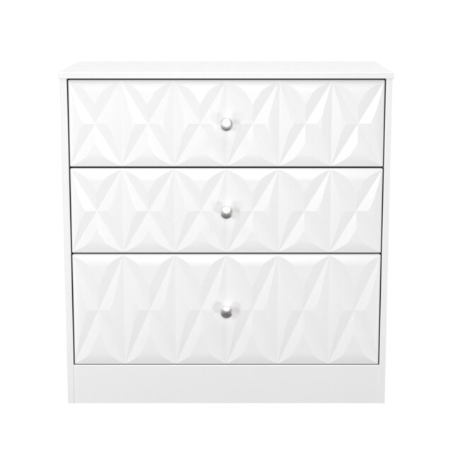 Memphis 3 Drawer Deep Chest of Drawers in White Matt (Ready Assembled) White White Matt