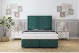 "Sloomy Pemberton Emerald Plush Ottoman Bed With Mattress With 26"" Strutted Headboard 4' Small Double"