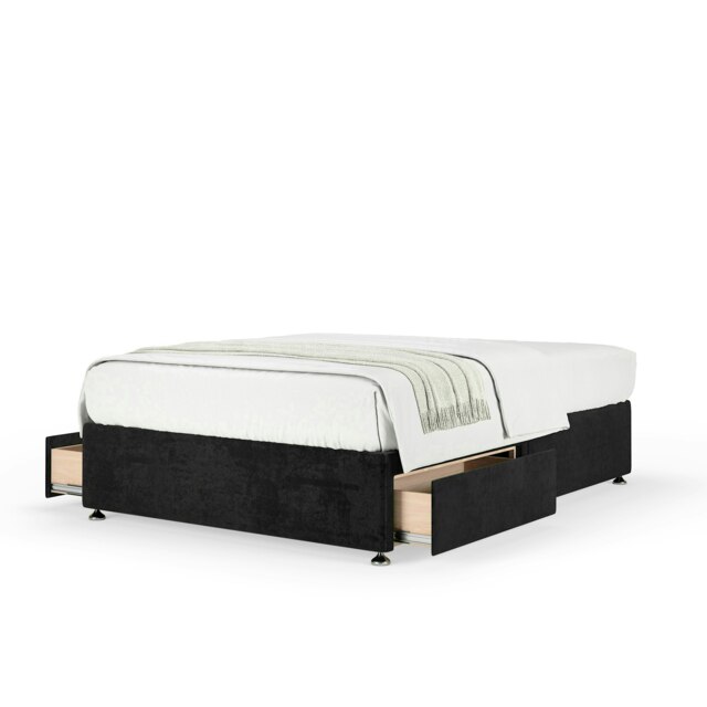 Majestic 1000 Pocket Sprung Black Naples Velvet 2 Drawer Divan Set Super King