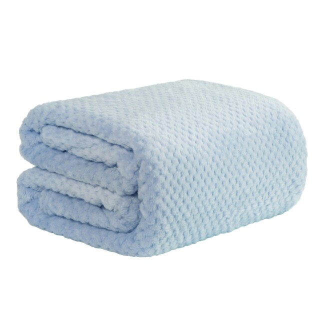 OHS Luxury Soft Waffle Honeycomb Mink Warm Blanket, 200x240cm - Blue